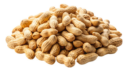 A large pile of unshelled peanuts with their characteristic textured shells isolated on transparent background