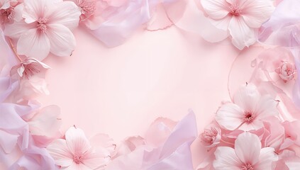 Abstract floral backdrop featuring pink flowers against pastel hues, ideal for springtime themes