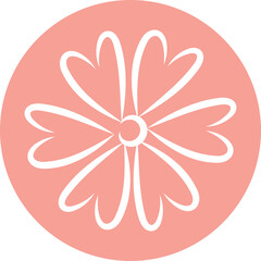 Simple White Flower Icon on Peach Background Vector Art Illustration Graphic Design Element
