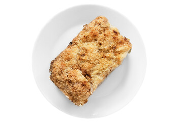 Cake on plate isolated