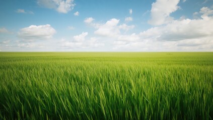 Fototapeta premium Vibrant Green Grass Landscape, suitable for editorial header background