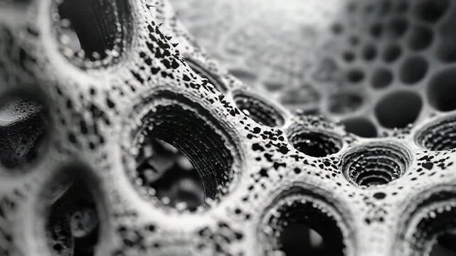 Abstract porous cellular texture with organic holes pattern