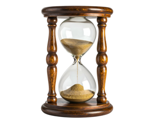 Wooden hourglass with sand measuring time