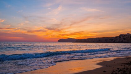 Obraz premium Romantic view of the sunset reflecting on the sea, highlighting the beauty of nature