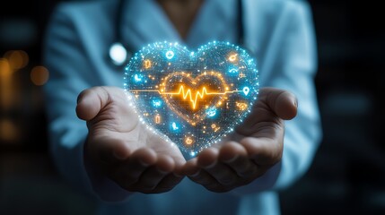 Hand choosing a healthcare medical icon, representing health insurance, access to services, and welfare, with clean copy space for additional messaging