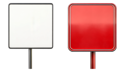 Blank Sign and Red Stop Sign on Isolated Background for Road Use Isolated Transparent Background