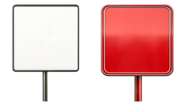 Blank Sign and Red Stop Sign on Isolated Background for Road Use Isolated Transparent Background