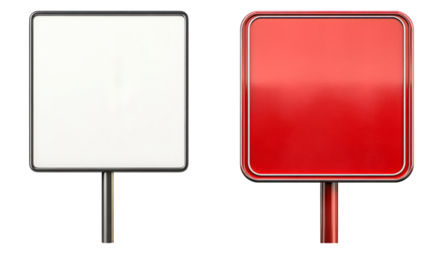 Blank Sign and Red Stop Sign on Isolated Background for Road Use Isolated Transparent Background