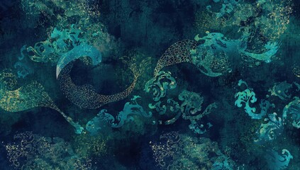 Fototapeta premium Dark abstract wallpaper with mermaid skin texture, suitable for UI backdrop