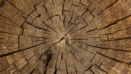 Fototapeta premium Close-up of an ancient tree's texture against a green backdrop, showcasing the effects of aging