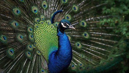 Obraz premium Peacock, vibrant plumage showcasing the beauty of nature, seasonal change
