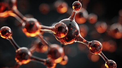 Molecules, 3D model. Atoms, chemical bonds, biomolecules molecular nano structure. Innovation in science, DNA, medicine, education. Chemistry science research, biology, pharmaceuticals biotechnology