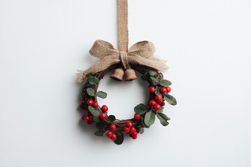 christmas wreath with linnen ribbon