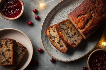 Banana bread with marmelade 