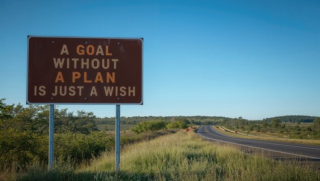 Road Sign Indicating a Destination Lacking a Strategy, a cautionary reminder for planning