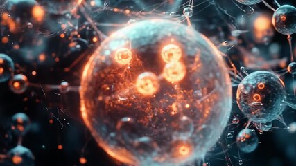 Abstract cells creating a complex biological neural network - Powered by Adobe