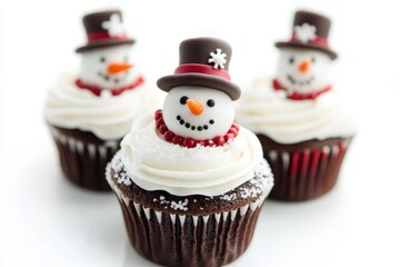Christmas cupcake with snow