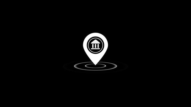 bank minimalist stroke animation on black background 
