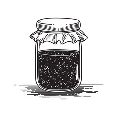 Line Art Illustration of a Jar of Preserves