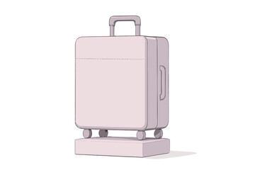 Modern rolling suitcase displayed on a simple pedestal