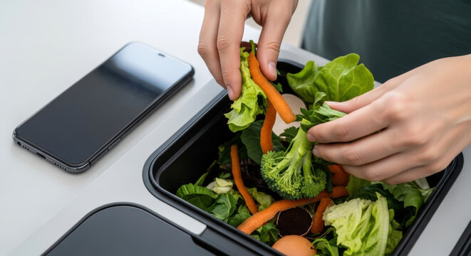 Composting food waste in a kitchen bin