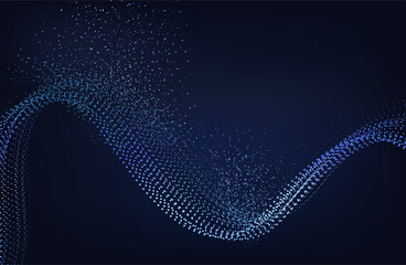 Abstract Music background. Big Data Particle Flow Visualisation. Science infographic futuristic illustration. Sound visualization. Cryptocurrency fintech network blockchain and programming concept.