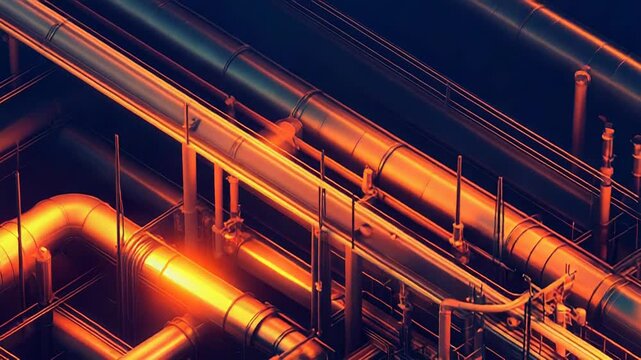 Industrial pipes network receiving and distributing energy