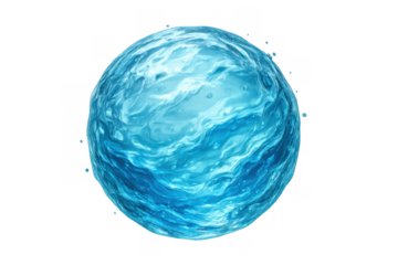Water orb displaying dynamic movement with a clear blue fluid, forming a rejuvenating and artistic visual aspect