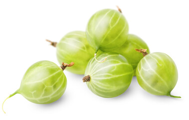 green gooseberry, front view, on a white isolated background
