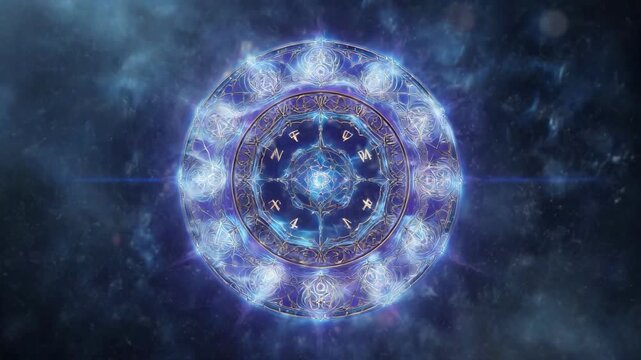 Mystical Magic Circle Glowing Runes, Transparent Background, Fantasy Overlay