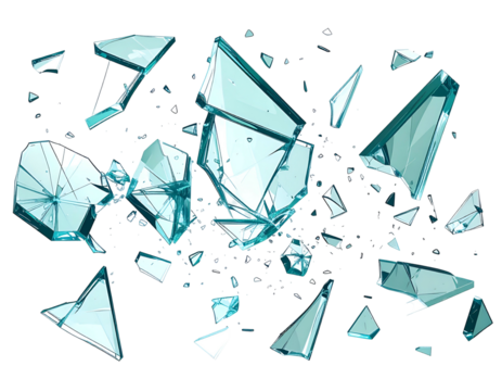 Shattered transparent shards explode outward