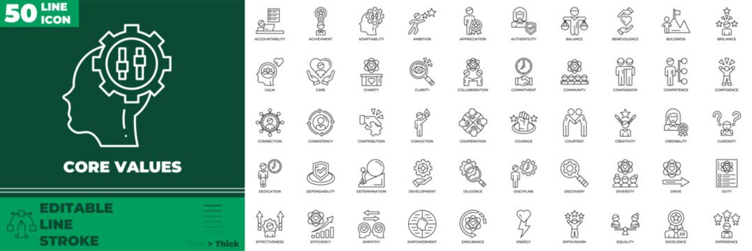 Core Values Line Editable Icons set