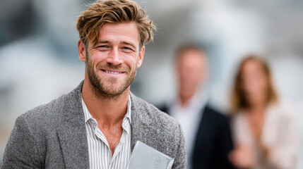 Joyful celebration of victory: smiling winner holding trophy in portrait - personal achievement and success highlight