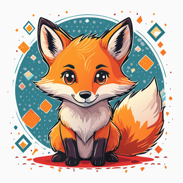 sitzender kleiner Fuchs - Comic Cartoon Stil