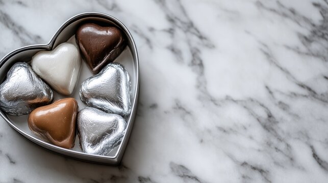 Valentine's Day chocolate candies in red heart shaped box isolated, white background. - Powered by Adobe
