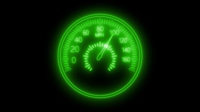 Neon Speedometer with MPH Scale Animation