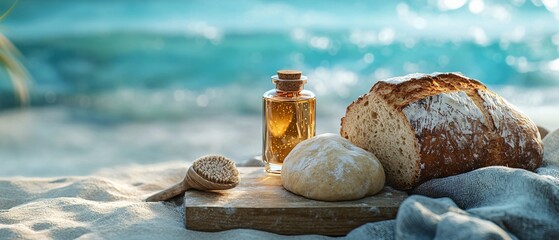 Freshly Cut Bread and Dough on Board