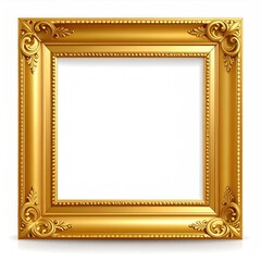 Ornate golden square picture frame, empty inside (1)