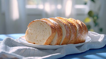 Neatly Arranged Sliced Bread on Plate