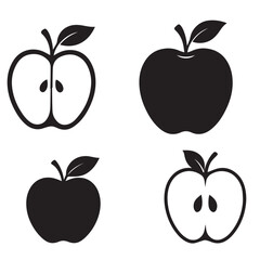Apple silhouette  clean vector with white background 