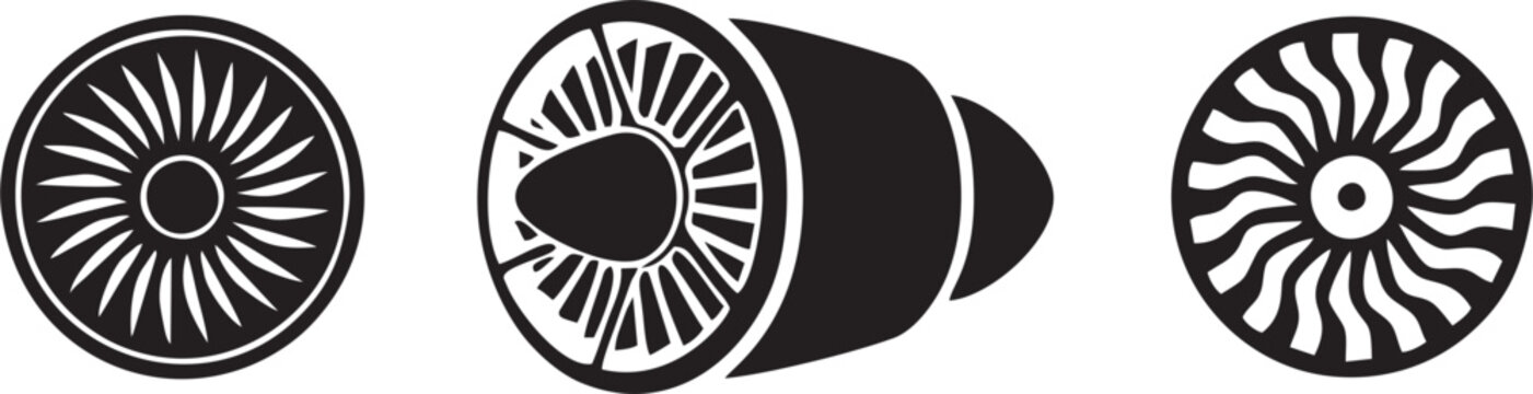 Jet Engine Turbine Icons 