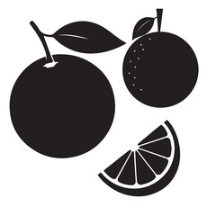 Orange Fruit Silhouette Vector Illustration Isolated on White Background