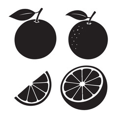 Orange Fruit Silhouette Vector Illustration Isolated on White Background