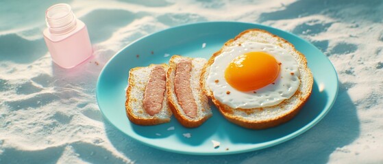 Delicious Breakfast Sandwich with Egg and Sausage