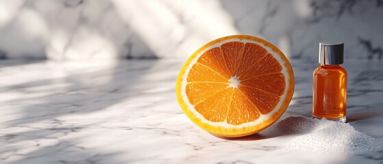 Vibrant Fresh Orange on Elegant Marble Surface