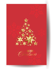 Merry Christmas and Happy New Year background for Greeting cards with tree Branches christmas tree gold paper and gold stars. Merry Christmas vector text Calligraphic Lettering Vector illustration