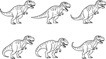 Naklejka premium Tyrannosaurus Rex Line Art A Collection of Dinosaur Outlines
