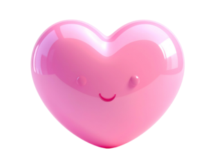 Glossy pink heart with smiling face
