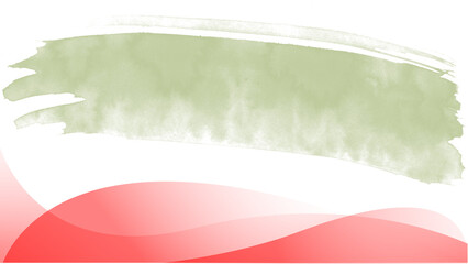 Obraz premium Green watercolor brush stroke with red wave design