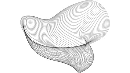 Abstract wireframe sculpture with flowing lines graphic